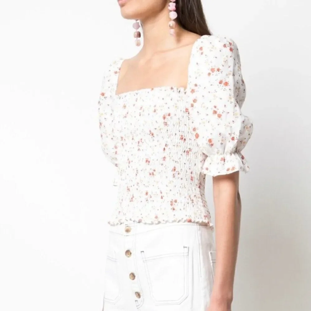 💕REFORMATION Clementine Ruched Floral Linen Top ~ Veronica Micro Floral XS NWOT